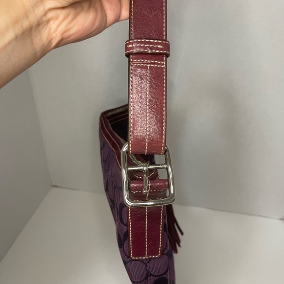 COACH SLIM DUFFLE signature Crossbody Suede Hobo F04K-9349 Plum Purple - Picture 8 of 16